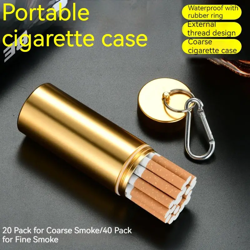 Portable Zinc Alloy Cigarette Case Waterproof Metal Cigarette Box with Keychain Outdoor travel cigarette storage box tank 20pcs