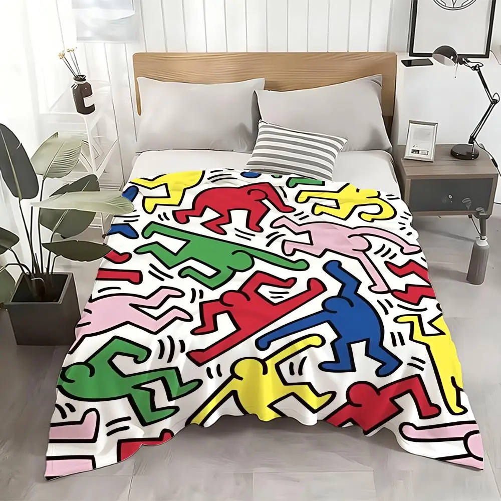 

Funny K-Keith H-Haring Arthritis Print Throw Cozy Soft Flannel Throw Lightweight Skin-Friendly for Sofa Bed Office & Travel
