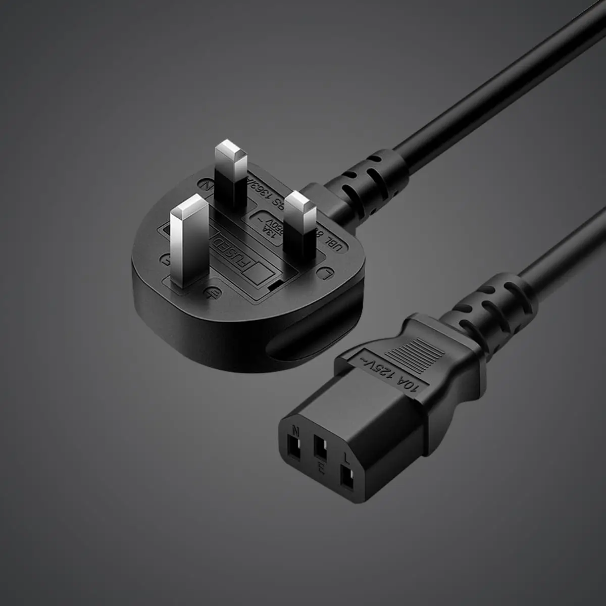TOWE UK 3 Pin Plug to IEC C13 Power Cable BS Standard AC Mains Lead Heavy Duty Cord for PC Monitor Printer Desktop Scanner