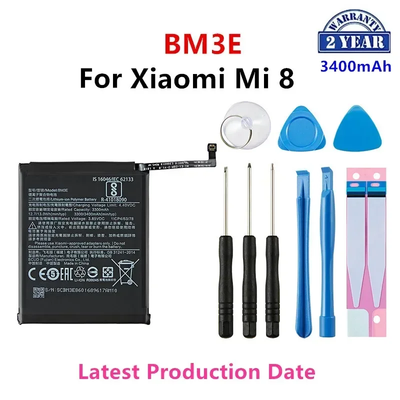 

Brand New BM3E 3400mAh Battery For Xiaomi Mi 8 Mi8 M8 BM3E High Quality Phone Replacement Batteries +Tools