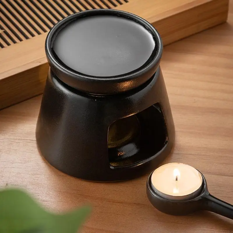 

Черная керамика ароматы горелки для эфирных масел и восковых таяний с ложек -держателем Tealight для спальни или гостиной D0ld