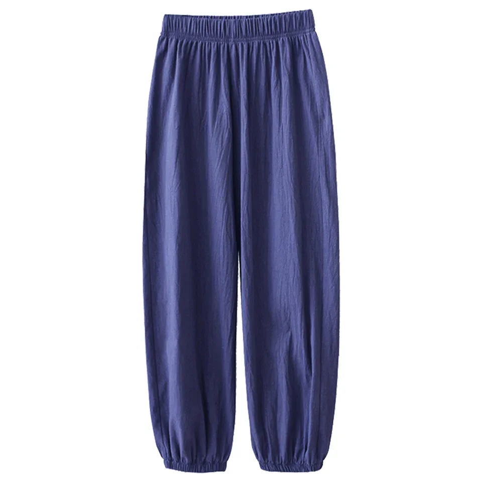 Athleisure Solid Color Women'S Autumn Pants Women Summer High Waisted Cotton Pants Wide Leg Long Pant Trousers With SuéTer Mujer