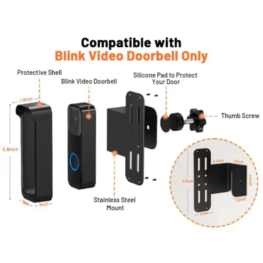 Anti-Theft Design Video Doorbell Mount Flashing Feature Weather Protection Anti-Theft Mount Mounting Bracket Outdoor Use
