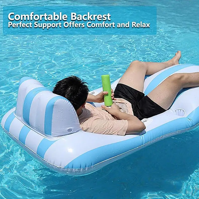 

Pool Floats Inflatable Float Lounger Bed Soft Pool Raft With Cup Holder For Tanning Relaxation Water Play Vacation Backyard