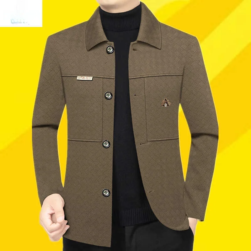 

Pierre Cardin Spring Autumn Men's Jaet Faionable Busin Sle Long Sve Casual Coat Stand Fit Urban Faion