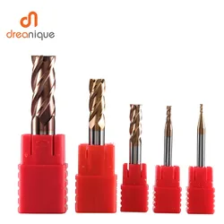 DREANIQUE-Tungsten Steel Milling Cutter, D4, 6, 8, 10, 12, 4 flautas, cabeça achatada, revestimento da liga, CNC Fresagem Carbide End Mills, HRC55