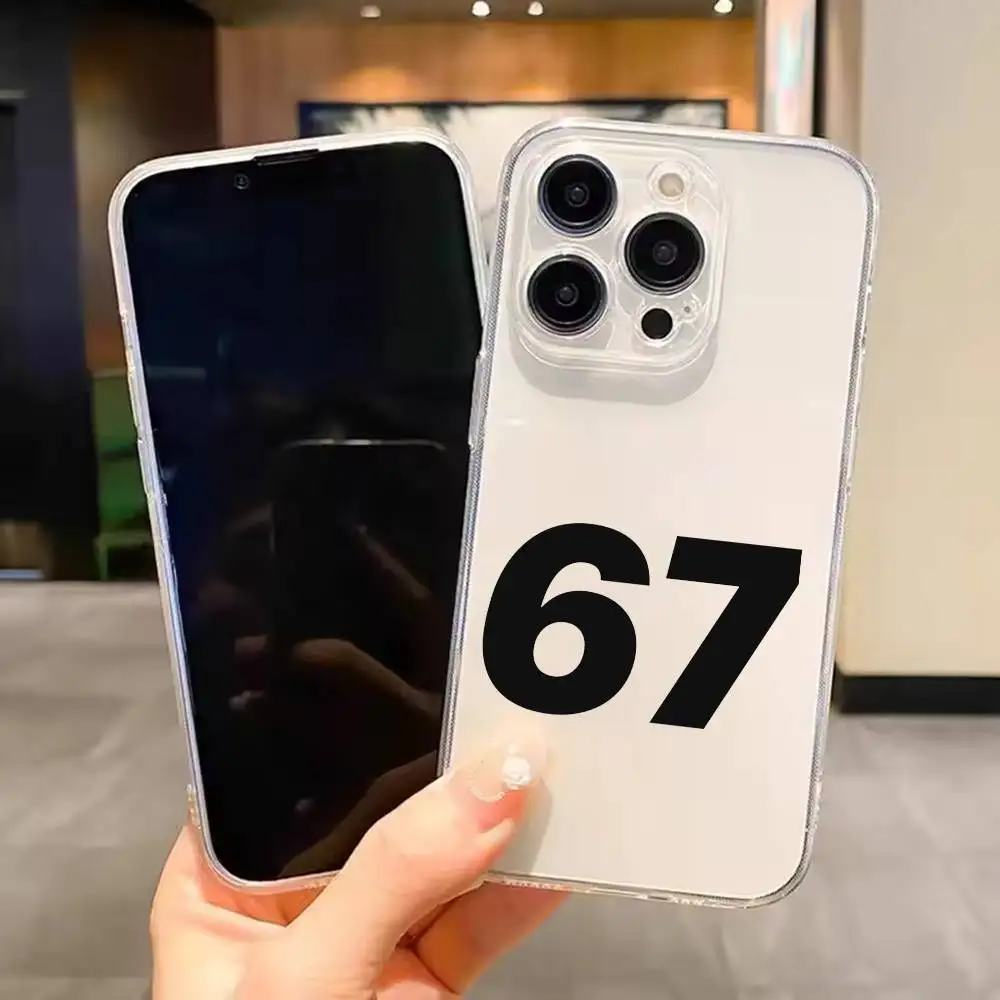 

67 F-FUNNY Phone Case For iPhone 17 16 15 14 13 12 11 Mini Pro Max Plus Transparent Cover