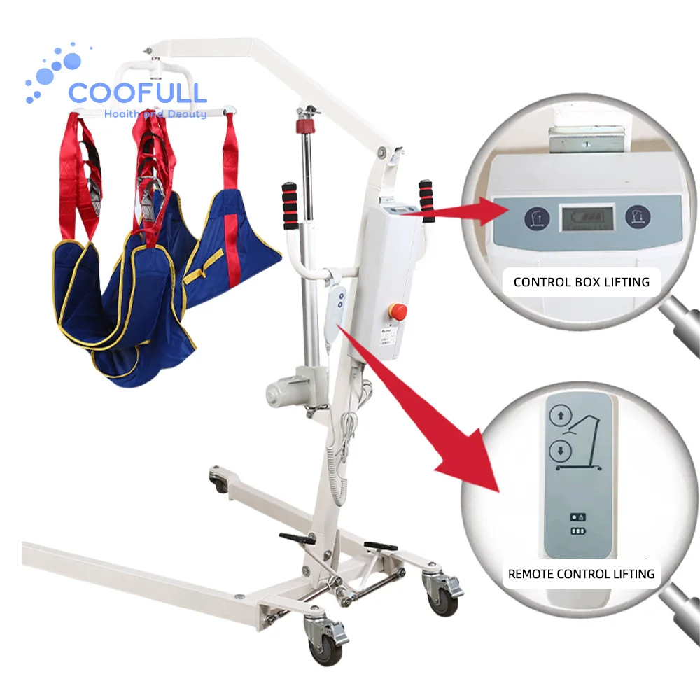 Coolfull Mobile Heavy Duty Electric Lift Chair with 150kg Capacity for Bedridden Patients Adjustable Base Home Hospital Use