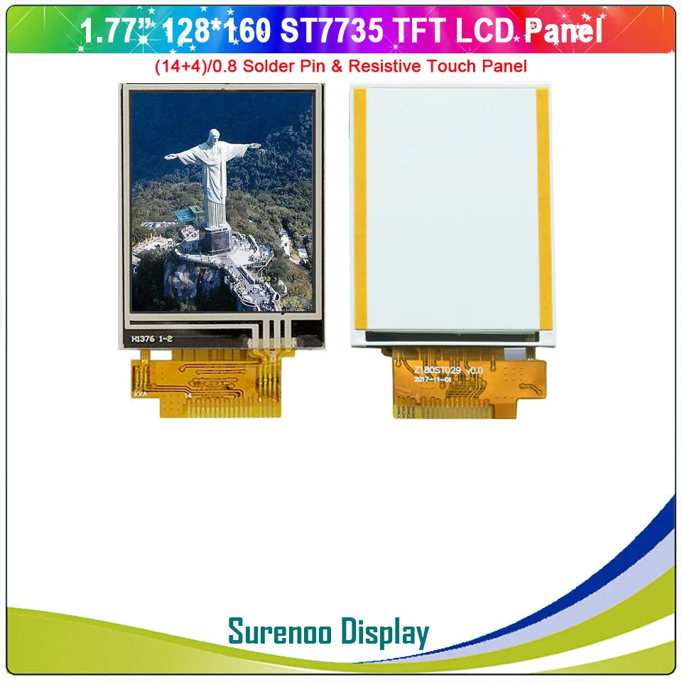1.77 / 1.8" inch 128*160 Serial SPI / 8_Bit MCU TFT LCD Module Display Screen Panel LCM ST7735 ST7735S with Resistive Touch