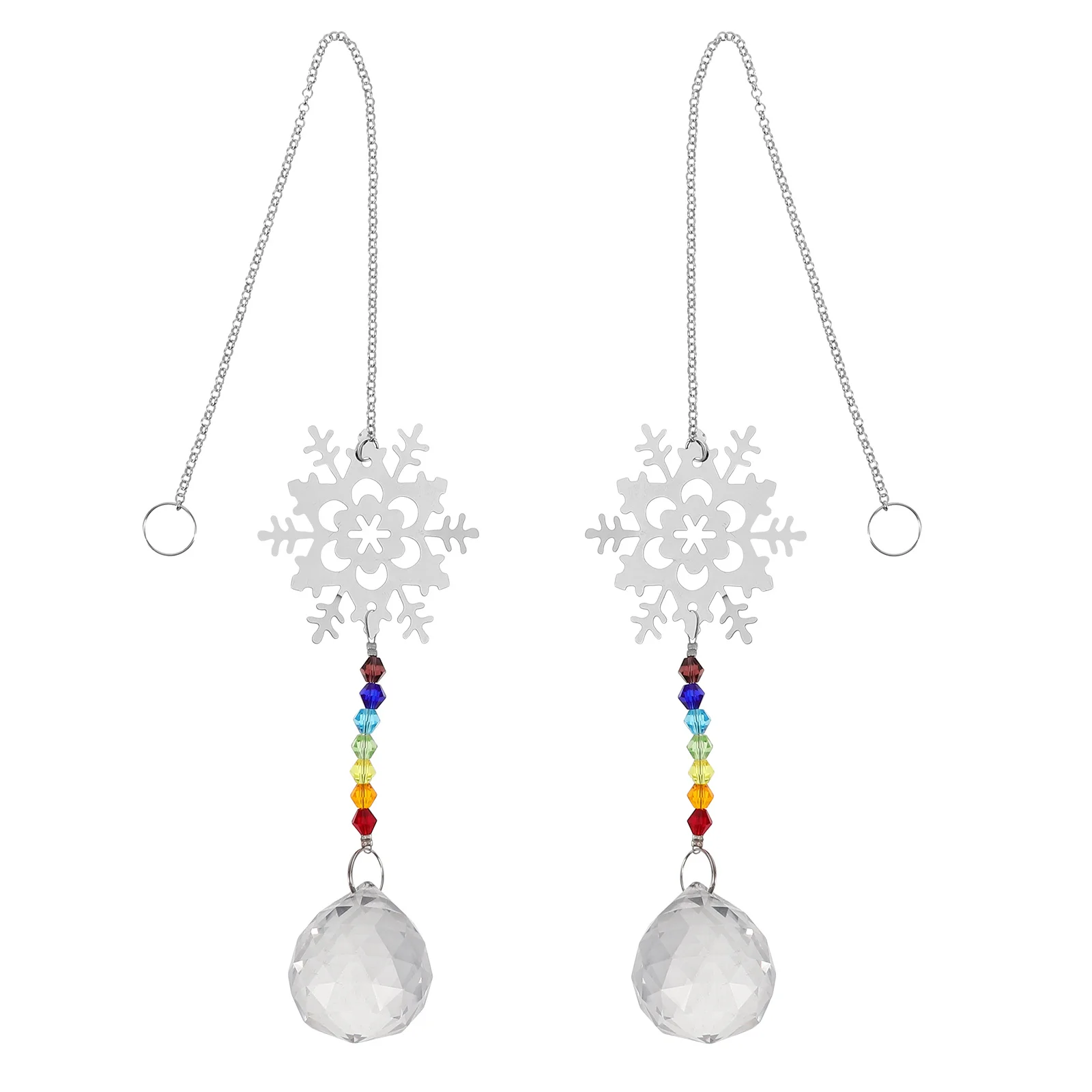 

2pcs Crystal Snowflake Ornaments Hanging Prism For Chandeliers Windows Sun Catcher Home Office Garden Christmas Tree Decor Light
