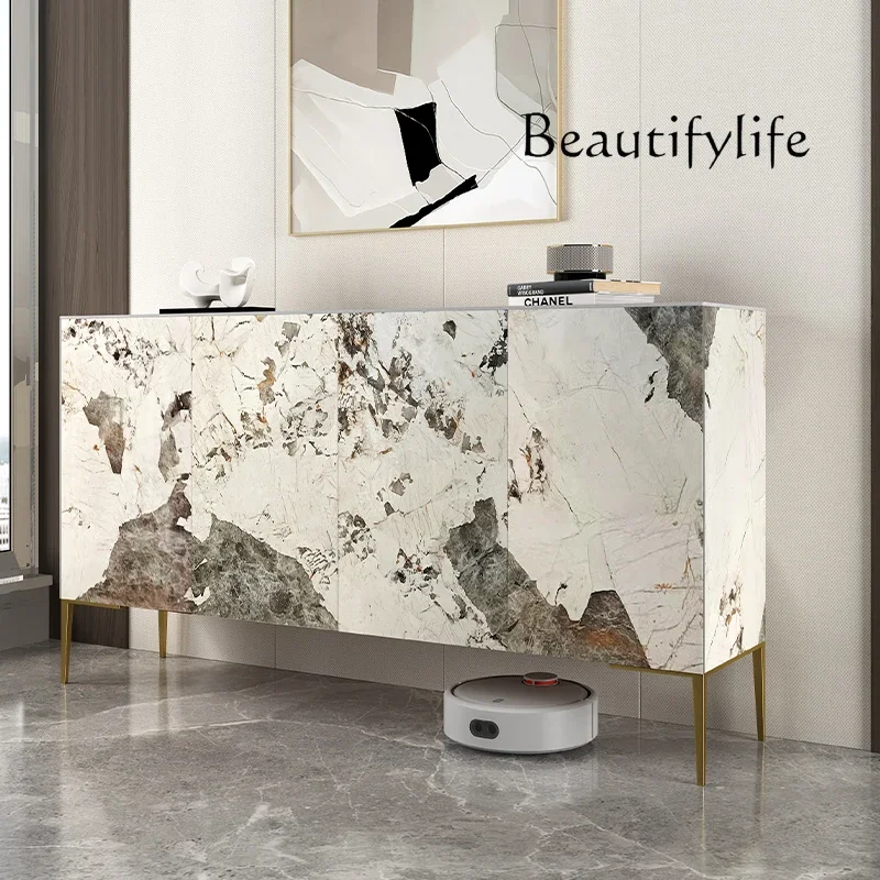 N40 All solid wood rock slab shoe cabinet modern light luxury household dining side cabinet small apartment minimalist door cabi