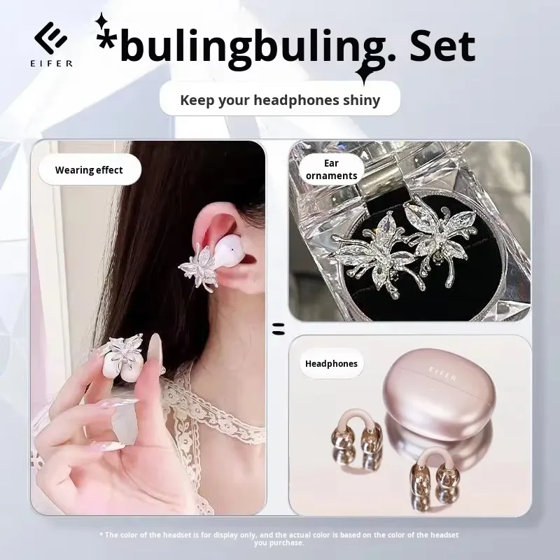 Luxury Butterfly Earring Bluetooth Earphones Clip-On Wireless Sports Headphones High Appearance Long Battery Life Headset