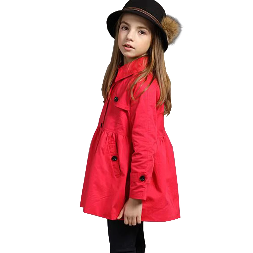 Children's Classic Trench Coat Single-Breasted Girls Transition Jacket with Hood Princess Windbreaker Outwear for Summer/Spring