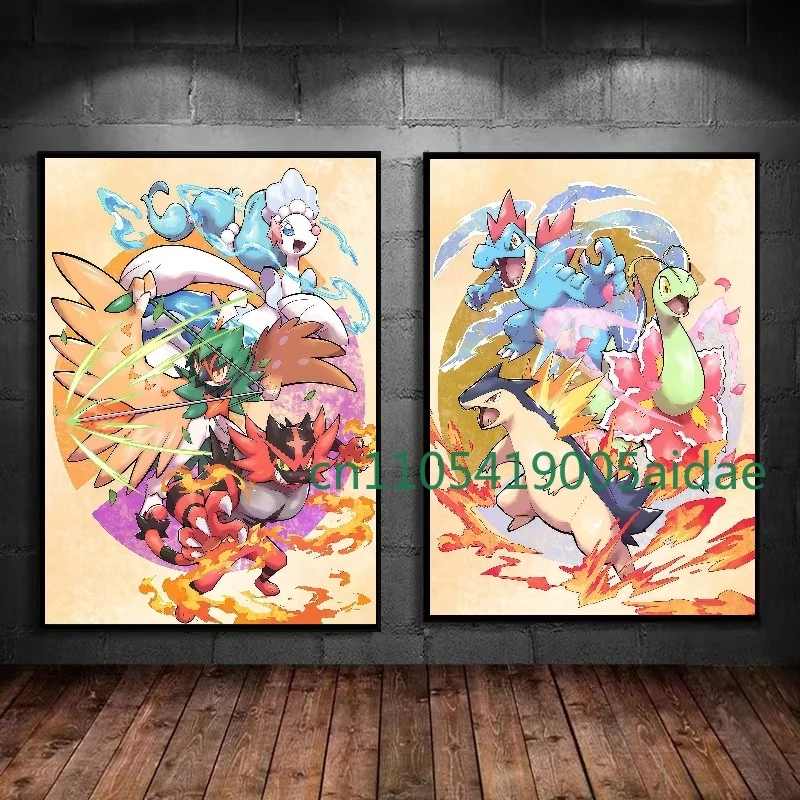 

Pokemon Anime Squirtle Charmander Bulbasaur Poster Prints Home Decoration for Living Room Poster Canvas Decorative HD Paintings