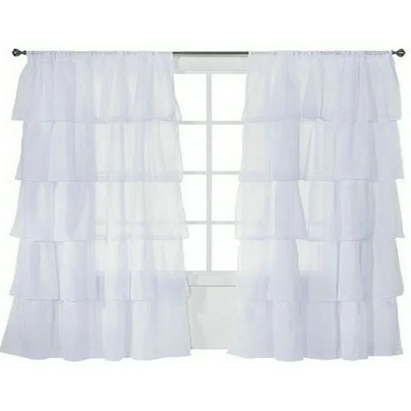 Sheer Voile Tulle Window Curtains, One Panel, Maiden Ruffle Style, Fashion sheer window treatments