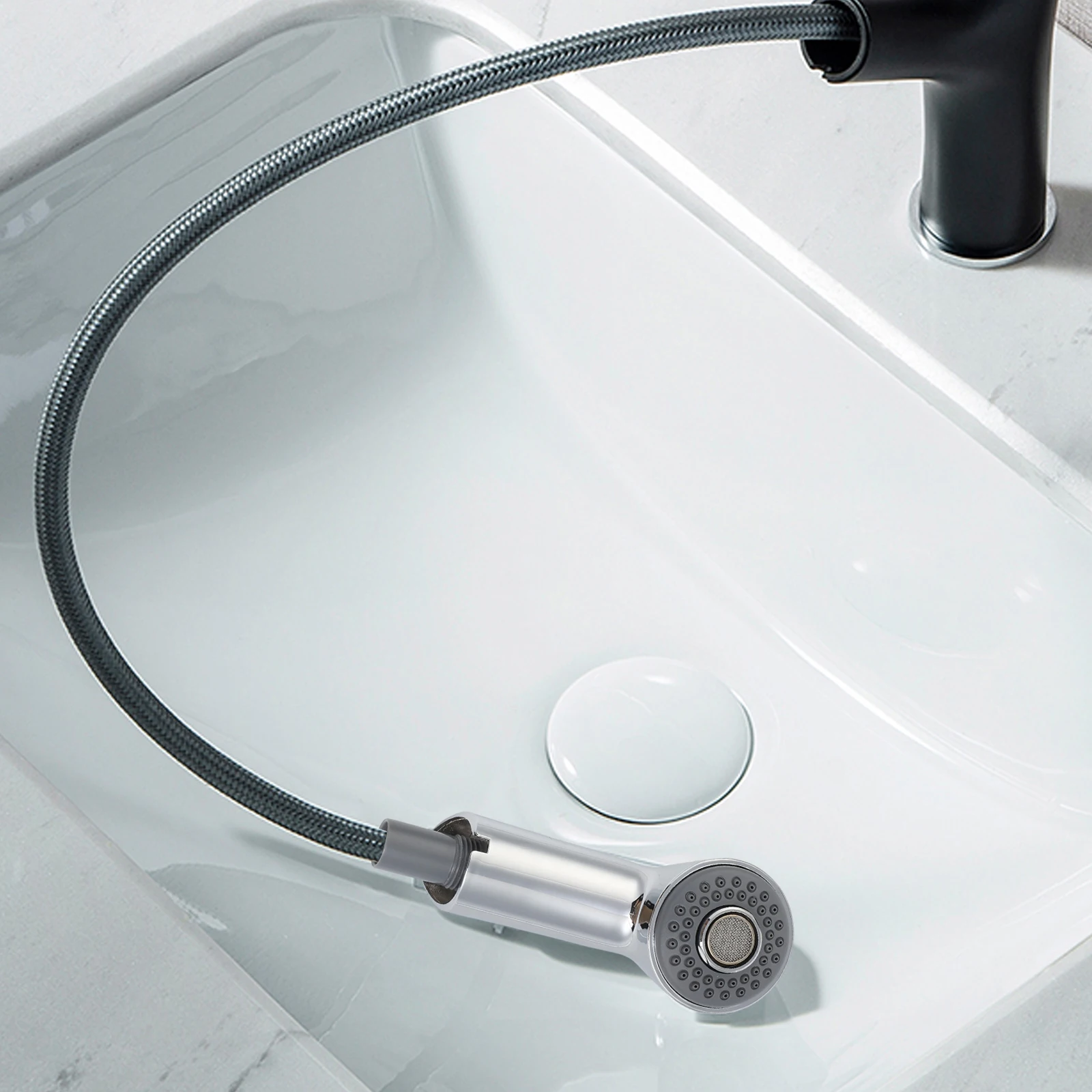 

Customizable Water Flow with this Chrome Pull Out Spray Nozzle Compatible with For Zedra and For Europlus Faucets