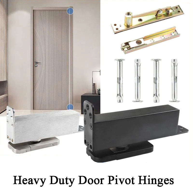 1Set Large Heavy Door Pivot Hinges Hydraulic Buffer Invisible Door Hinges 360° Rotary+Positioning Floor Spring Door Shaft