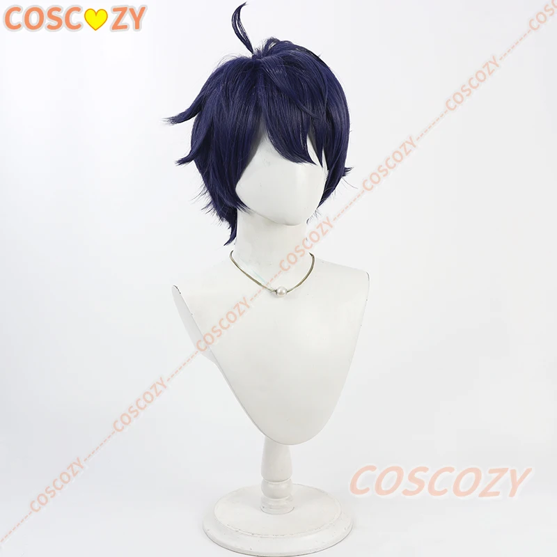 Anime Tougen Anki Shiki Ichinose Dark Blue Hair Cosplay Wig for Men Boys