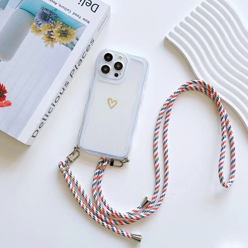 Modische Lanyard-Hülle für iPhone 17 Pro Max 18 14 12 11 13 15 16 Plus 16E 17E Stoßfeste Crossbody-Schlaufe Wellenförmige Transparente Abdeckung – Detail 12
