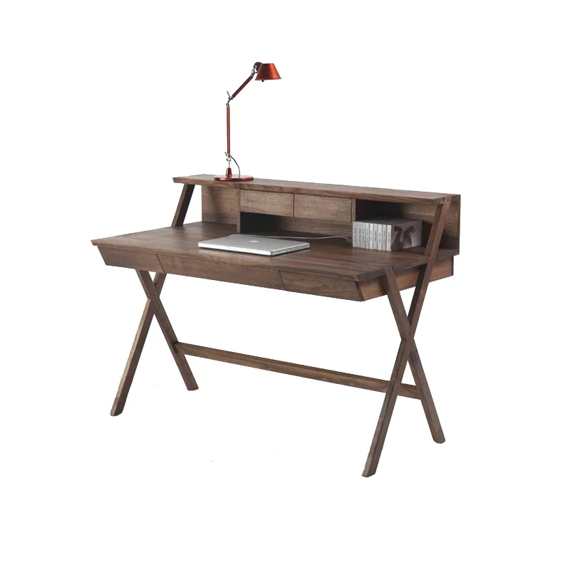 Meja komputer minimalis Italia untuk rumah kantor, meja kayu solid