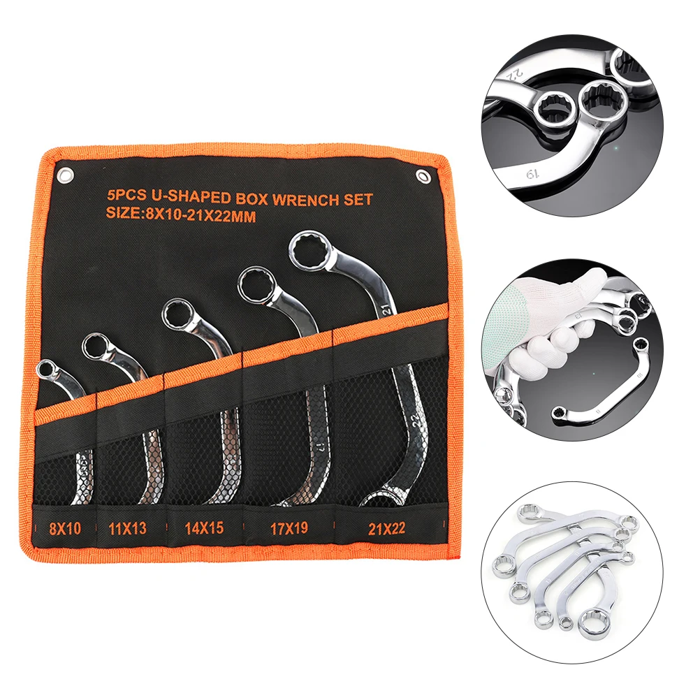 

5pcs Double Head Box Wrench Set Chrome Vanadium Steel Socket Wrench For Automotive Repair Tight Spaces Durable