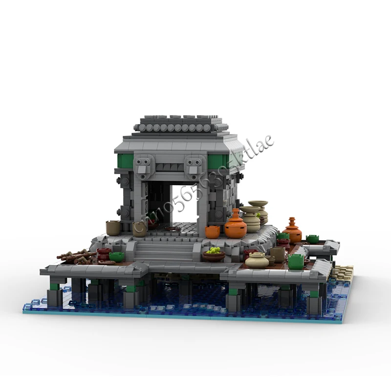 2950개 조각 하우스 스트리트 무역 부두 얕은 해저 MOC 맞춤형 모듈식 블록 어린이 인기 DIY 크리스마스 장난감 선물