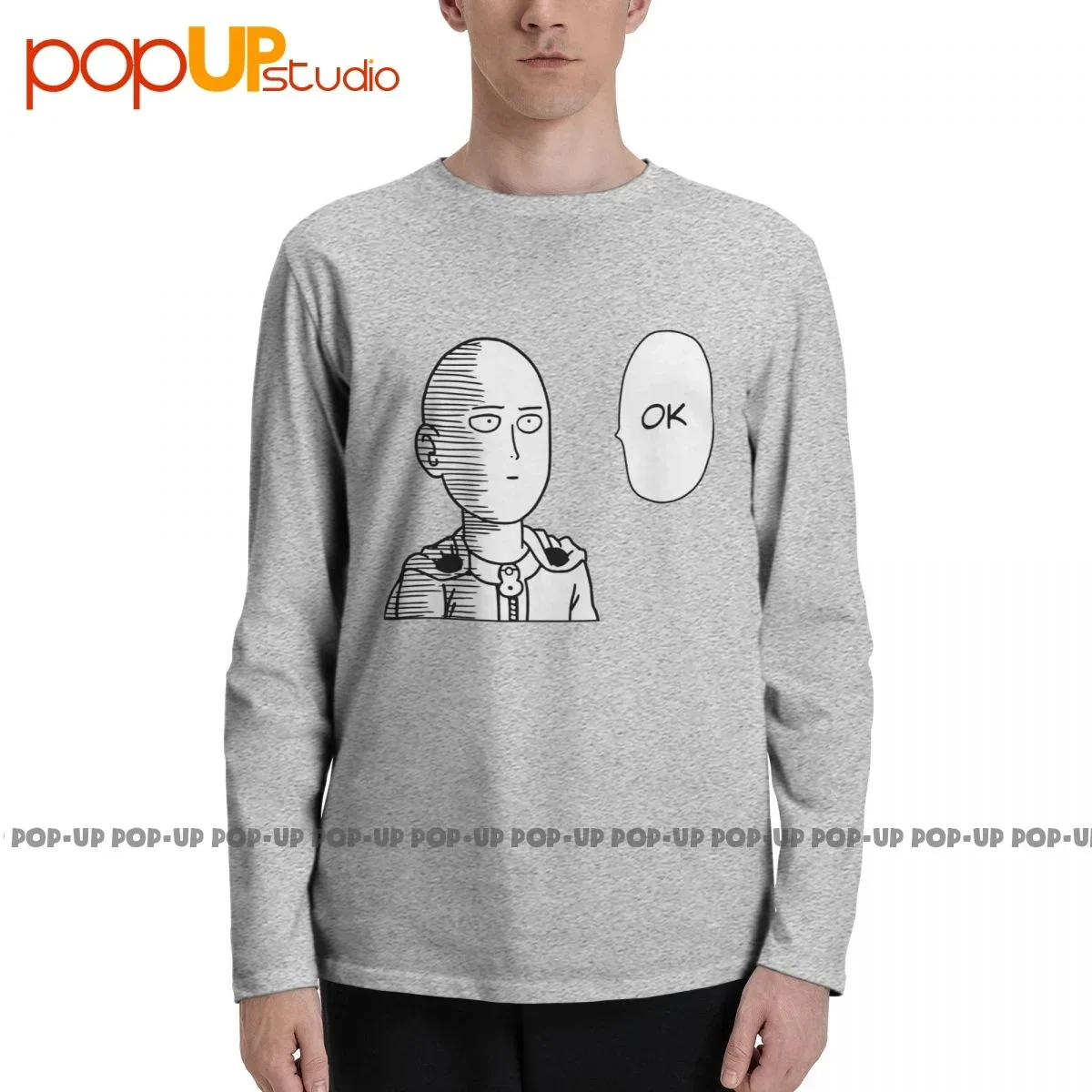 Ok One Punch Man Strongest Hero No Hair Saitama Long Sleeve T-Shirts T-shirt Tee Rare Print Fashion High Quality