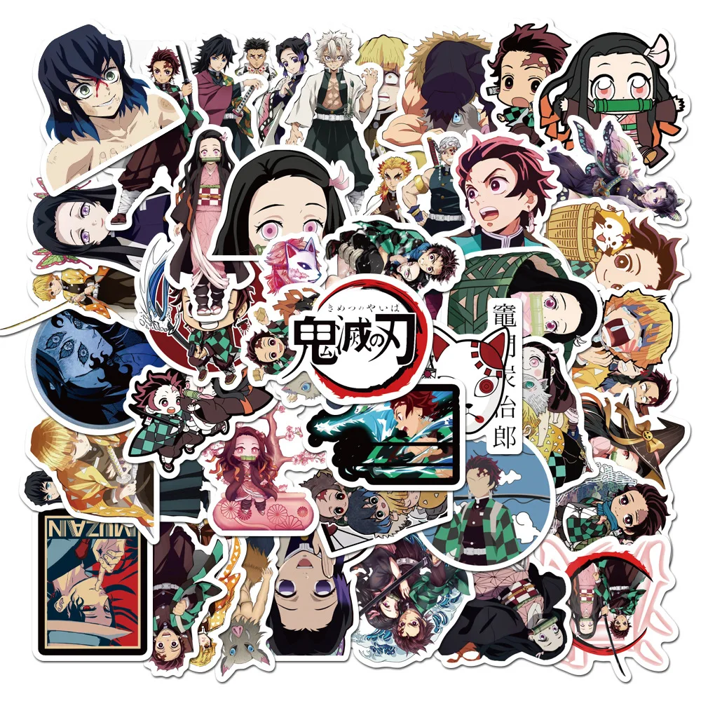 Demon Slayer Anime Waterproof Travel Luggage Sticker Scrapbooking Nezuko Tanjirou Zenitsu Inosuke Kanawo Diary Stationery AZ110