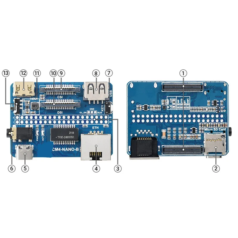 

M16K-3X 5 В Mini CM4 Плата Ethernet-носителя для Raspi RPI Raspberry Pi Вычислительный модуль 4 Lite EMMC IO USB-плата расширения