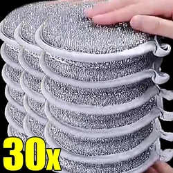 Double-side Silver Wire Sponges Highly Absorbent Kitchen Dishwashing Clean Pot Rust Stain Sponge Cleaning Brush Tools Wholesale