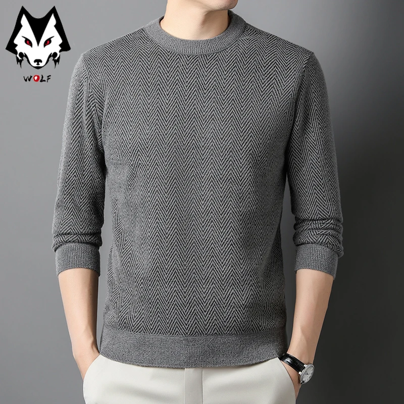 New Men's Casual and Fashionable Long Sleeved Pullover Round Neck Sweater for Autumn and Winter Warm Comfortable Versatile Top