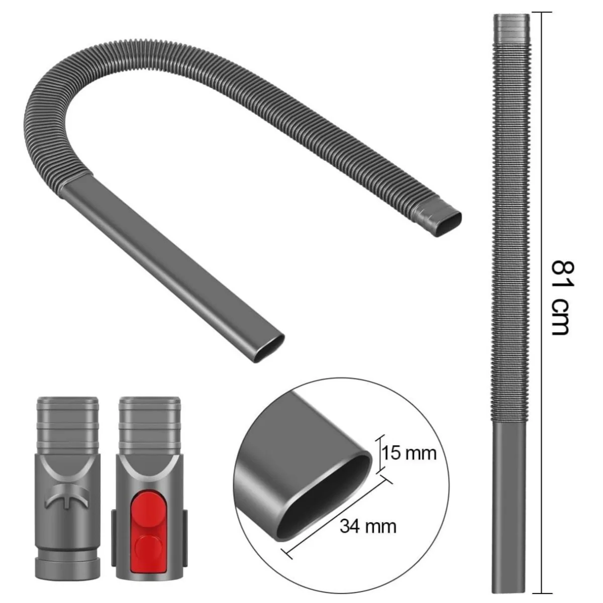مرفق فراغ لدايسون V15 V12 V11 V10 V8 V7 V6 مجفف تنفيس الأنظف خرطوم مرن مزيل الوبر شق فرشاة تنظيف أداة #2