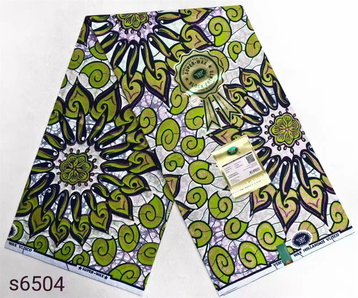 2025 تصميم جديد قماش الشمع الأخضر 6 ياردة Hollandais الهولندية الشمع نسيج عالي الجودة لفساتين الزفاف النيجيرية سوبر النسيج