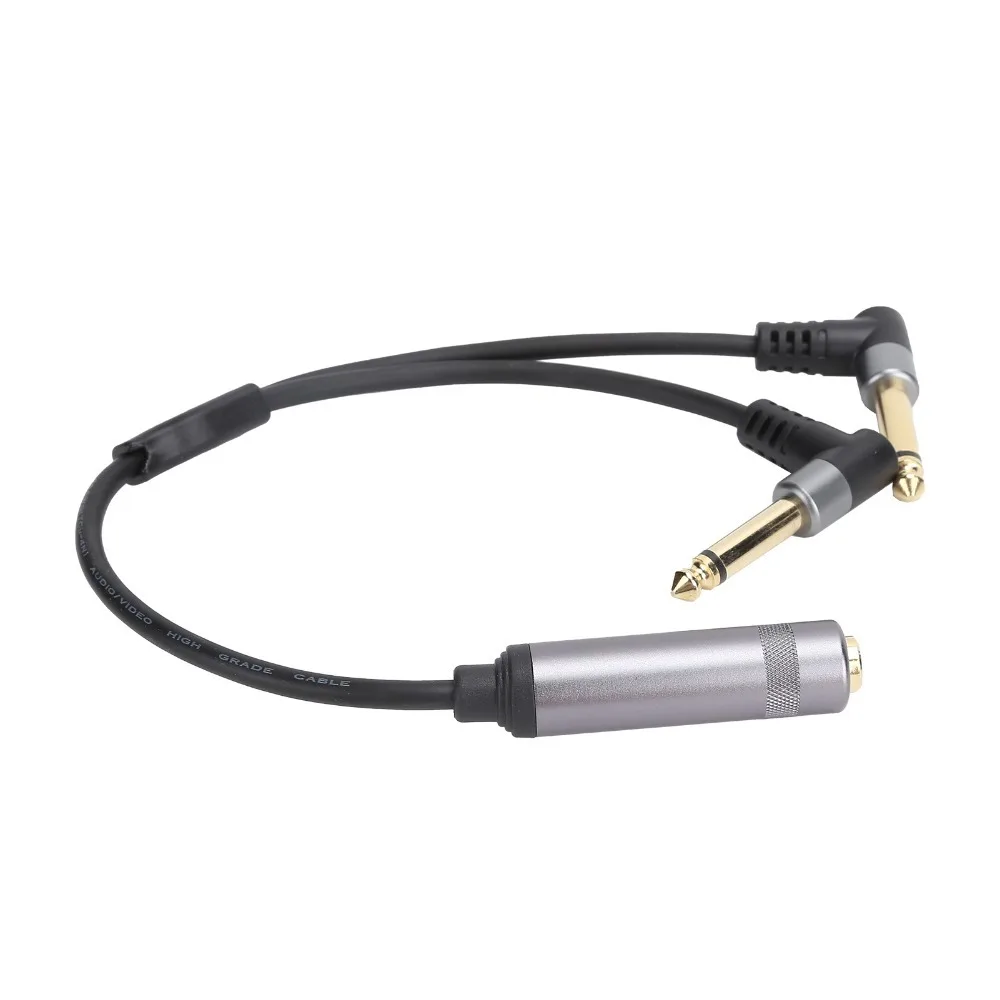6.35mm Connector 6.35mm Female to Dual Male 30cm Length 1/4in Stereo to Dual 6.35mm Mono Audio Splitter Converter Cable