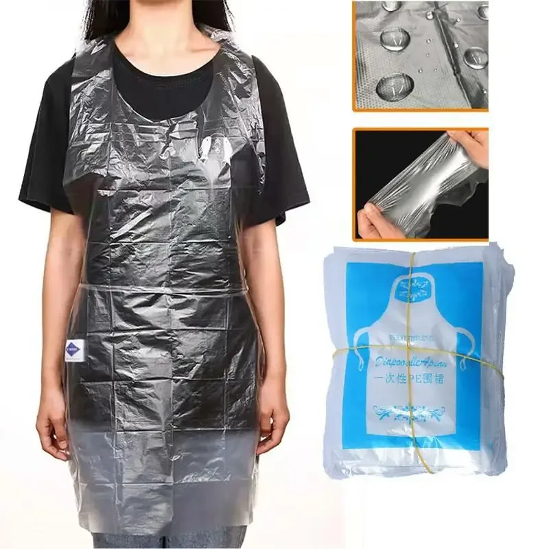 10pcs Adult Disposable Clear Apron Transparent Clothing Anti Pollution Sterile Clothing Clean Cover Cape Cloth Apron