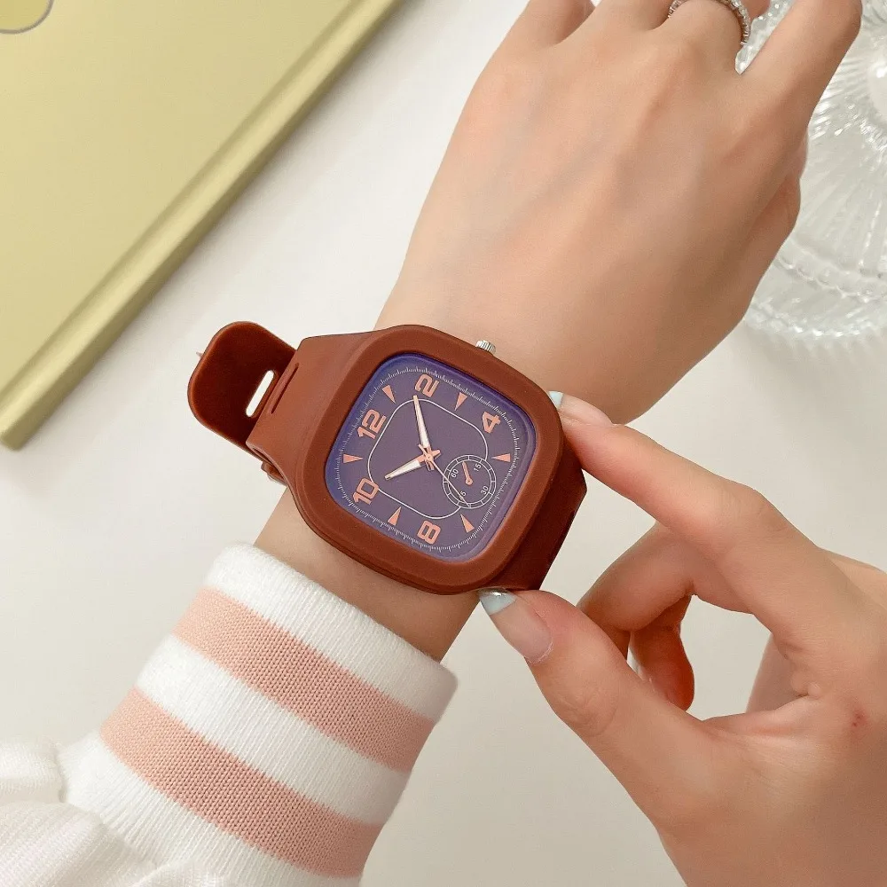 New Cute Pink Square Watch Women Casual Sport WhiteWatches Silicone Band Quartz Wristwatches Ladies Gilrs Students Watch Reloj