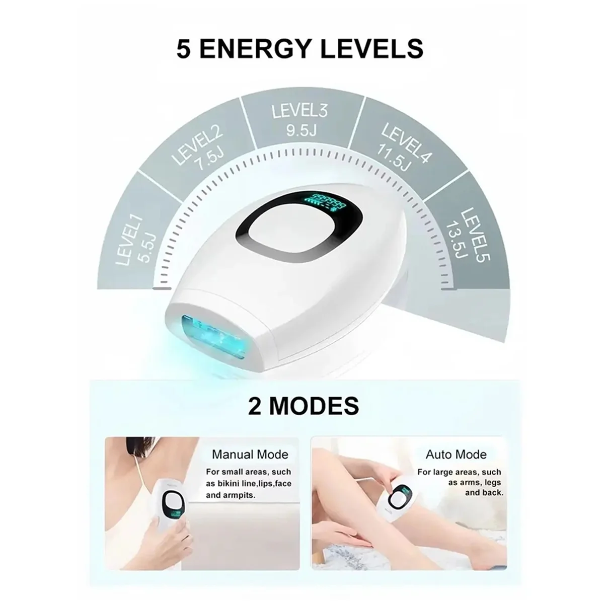 ABXHH Depiladora láser IPL Depilación para el cuerpo de las mujeres 999.999 Flashes Depiladora IPL permanente indolora EU-PLUG A