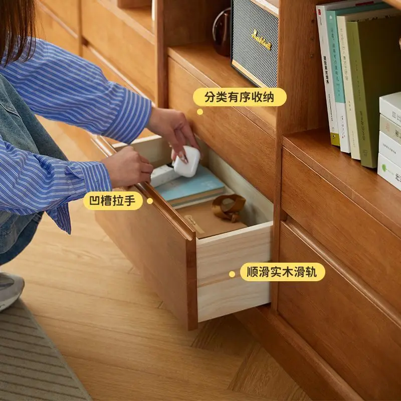 Madeira de borracha chinesa multicamadas com armazenamento de gaveta, estante de chão universal, armazenamento doméstico, combinação de sala de estar