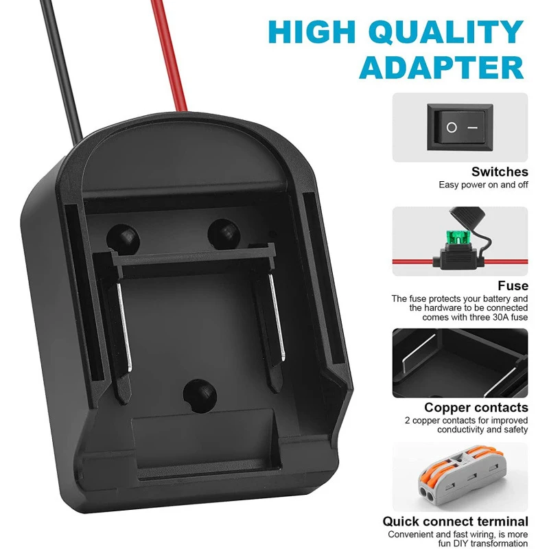 

Для Makita 14,4-18 В литий-ионный аккумулятор, адаптер питания, держатель док-станции, адаптер для аккумулятора с проводами 14 Awg и переключателем ввода-вывода, инструмент «сделай сам»