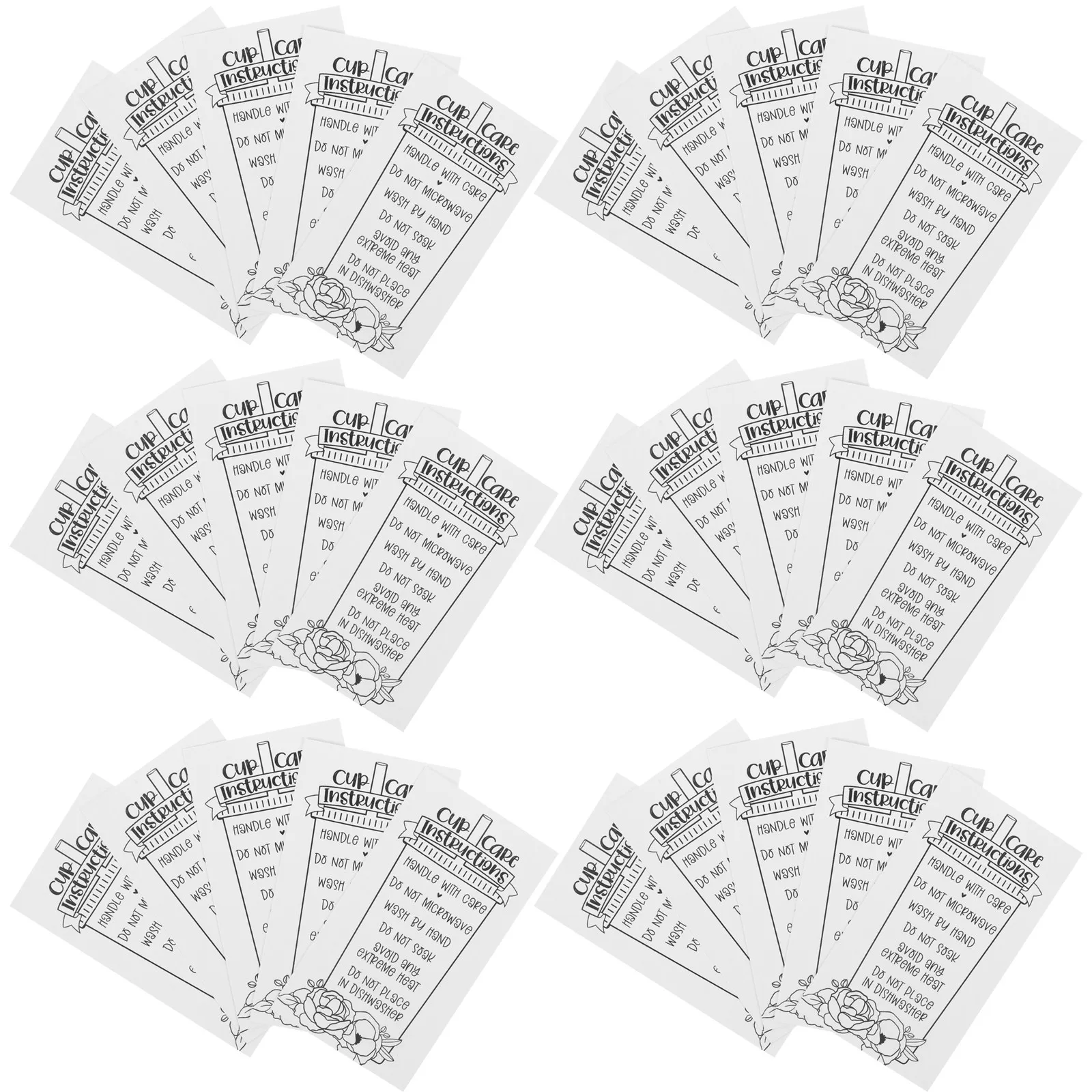 30 Pcs Glass Mug Care Cards Paper Cup Guide Inserts for Small Business Non Fade Compact Lightweight