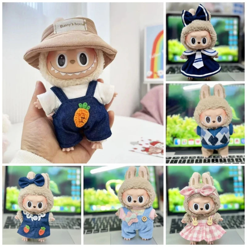 17cm Cute Mini Plush Doll'S Clothes Outfit Accessories For Korea Kpop Exo Labubu Idol Dolls Sweater Hoodie Clothing DIY Kid Gift