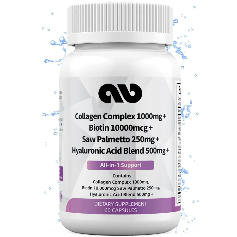 Super collagen 1000mg, biotin 1000mcg, keratin saw palm 250mg, hyaluronic acid 500mg -60 capsules