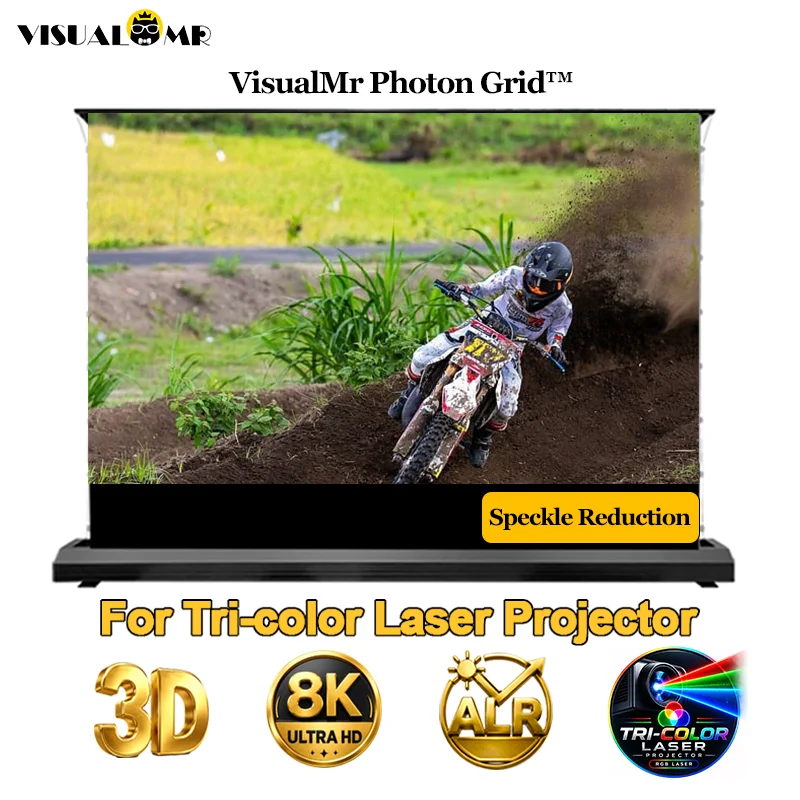 Electric Floor Rising ALR Screen Photon Grid Laser Speckle Reduction for RGB Triple Laser Projectors 8K 4K HDR Home Theater 150