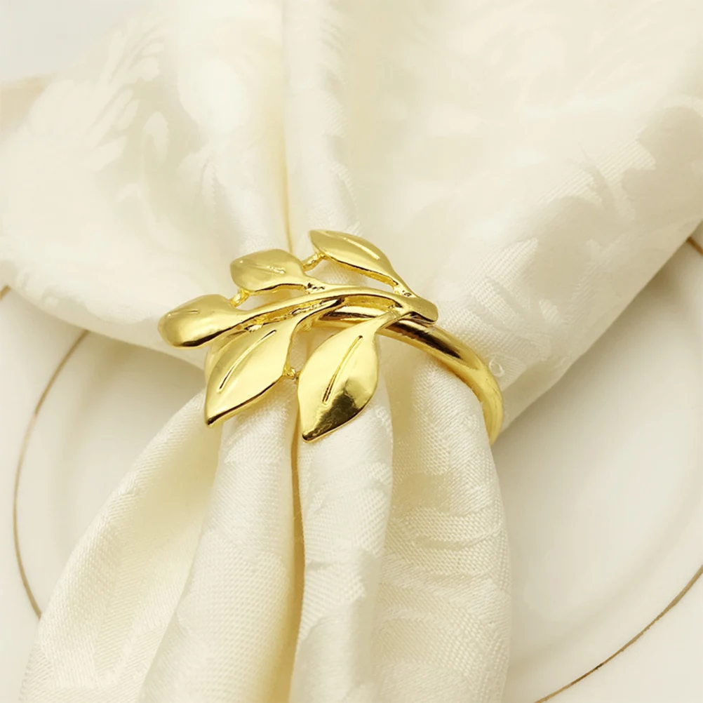 

6 Pcs Metal Leaf Napkin Elegant Serviette Buckle Dining Table Decor Wedding Party Holders Gold Home Restaurant Decoration