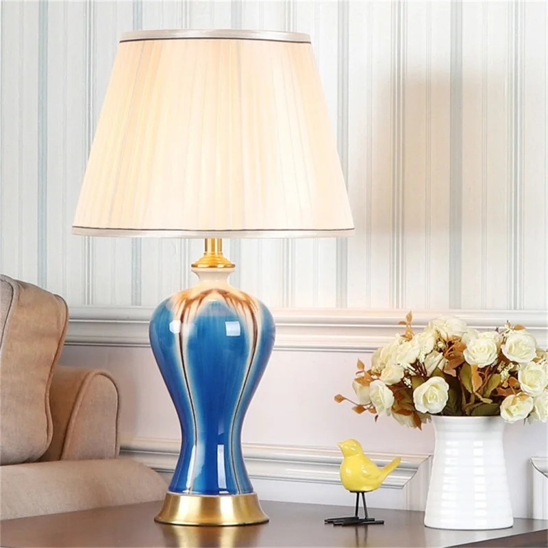 APRIL Ceramic Table Lamps Desk Copper Luxury Modern Fabric for Foyer Living Room Office Creative Bed Room Hotel