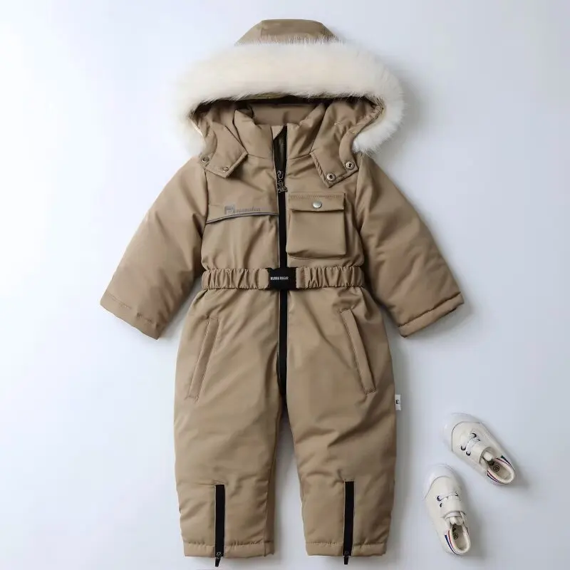 Winter Warm Down Jackets Boys Thicken Jumpsuit parka Overalls Baby toddler Girl Clothes Kids Snowsuit Children Clothing Set 2pcs