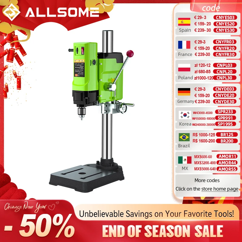 ALLSOME 1050W BG-5157 Bench Drill Stand Mini Electric Bench Drilling Machine Drill Chuck 3-16mm