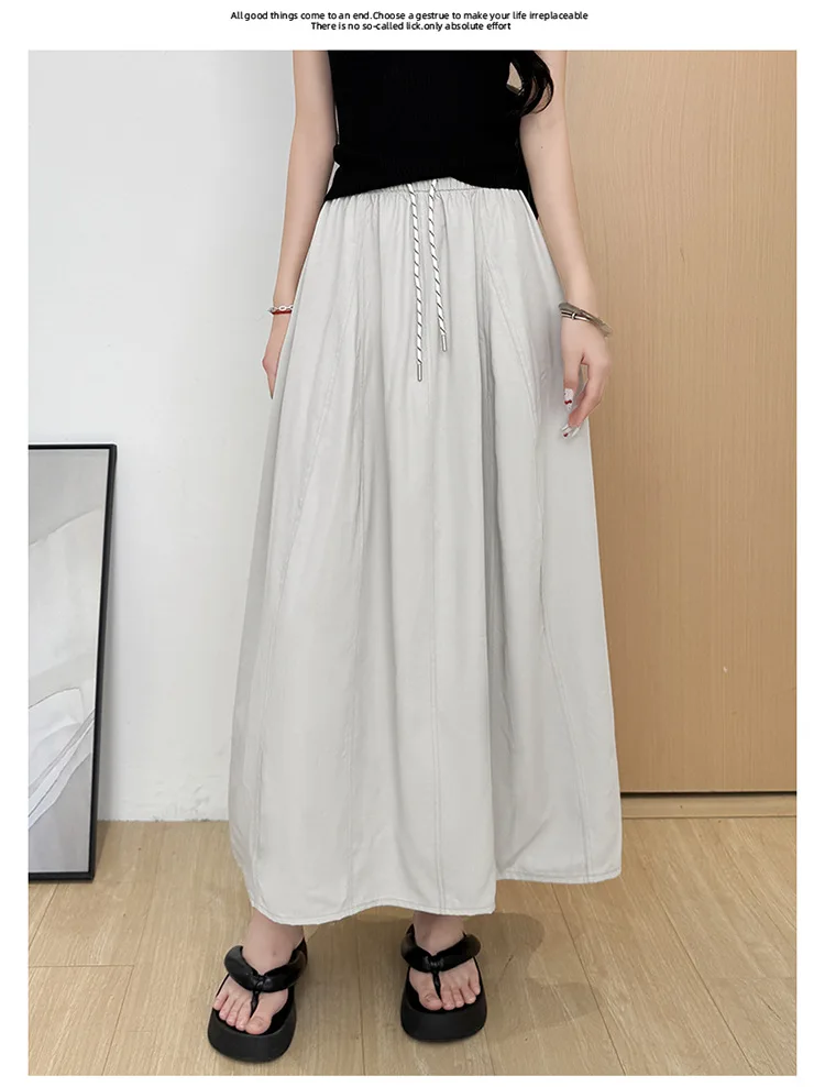 GC 2026 New Casual A-Line Mini Skirt for Women Workwear Style Summer Pumpkin Long Skirt Drapey Fit plus Size Midi Skirt