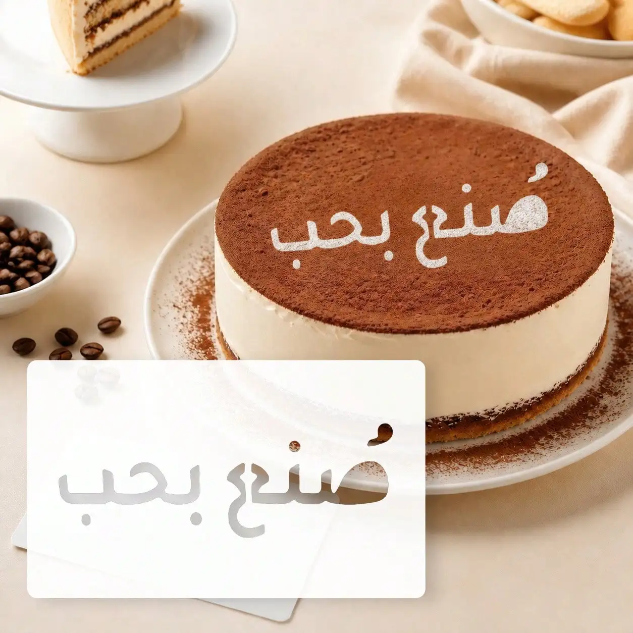 1‑Pack Russian Text Tiramisu Stencil 12×20cm, Reusable PET Template for Dessert, Cookie and Party Decor