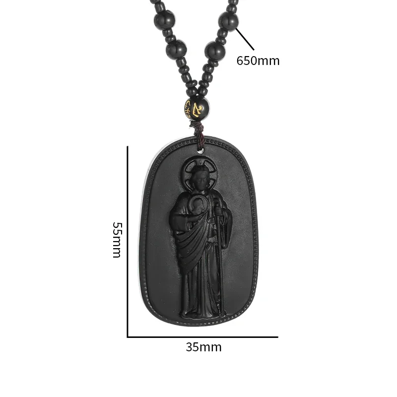 Catholic Imitation Emerald San Benito Statue Pendant Necklace for Men Women St. Benedict Prayer Exorcism Jewelry